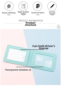 Detailed interior view of mint green card holder with two transparent ID windows
