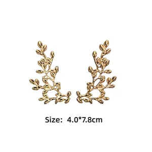 Golden alloy tree branch hair accessory for DIY bridal headpiece craft, size 4.0x7.8cm