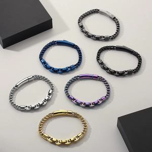 Men's keel and pig nose chain bracelet set in six colors with vacuum plating