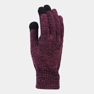 Knit touch screen gloves in purple black marl blend with conductive fingertips