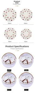 Size guide for round strawberry woven placemats in 12cm, 18cm, 24cm, and 30cm diameters