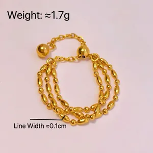 Three-layer adjustable gold beaded stackable ring made of premium titanium steel
