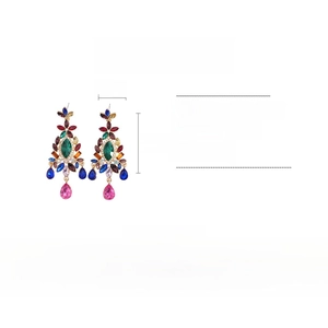 Detailed view of Bohemian drop earrings with dimensions 8.5cm by 3.5cm and 35.6g weight