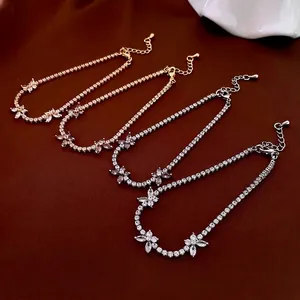 Sparkling zircon butterfly square link bracelet in gold and silver finish with charms