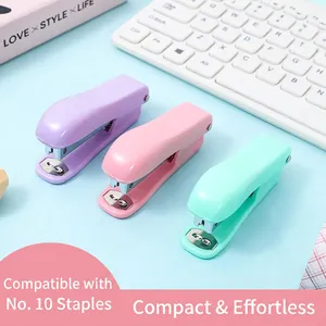 Mini Stapler Portable Macaron Color Desktop Binding Tool For Student Office Plastic Metal Material Labor Saving
