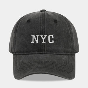 Vintage NYC embroidery baseball cap in charcoal gray with a classic curved brim design