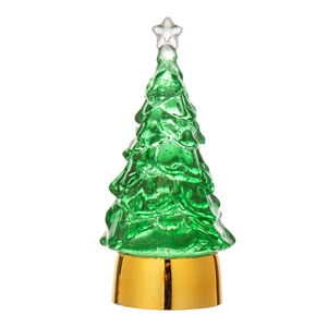 Luminous green crystal Christmas tree with golden base and star topper ornament