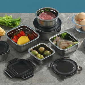 316 Stainless steel food storage container set with airtight lids for meal prep and kitchen