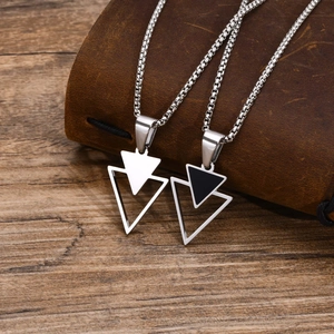 Collana Con Pendente A Doppio Triangolo Geometrico Acciaio Inossidabile Smalto Lucido Gioielli Hip Hop Uomo