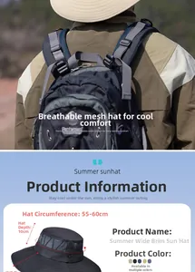Detail view of breathable mesh panel and adjustable sizing on outdoor sun protection hat