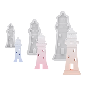 Lighthouse silicone mold set for DIY coastal home decor with multi-size resin casting tools