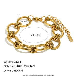 Chunky 18K gold plated stainless steel link chain bracelet with a polished finish