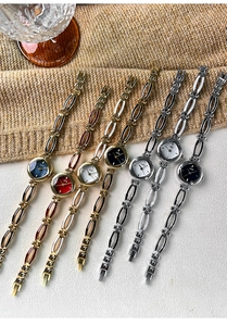 Detailed arrangement of GEDI women quartz watches with slim oval links and mother of pearl dial