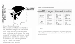 Detailed size guide for baseball caps showing head circumference measurements