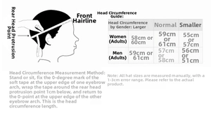Size chart and head circumference measurement guide for winter flat caps and hats