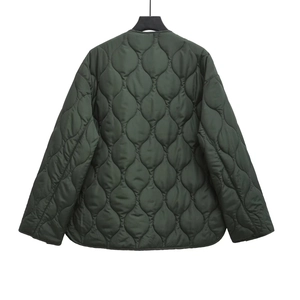 Dark green quilted jacket for women with onion stitching and lightweight padded design