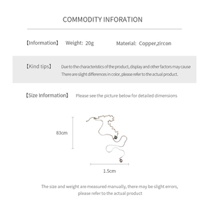 Detaillierte Größentabelle für quadratische Zirkon-Halskette aus Kupfer und Zirkon