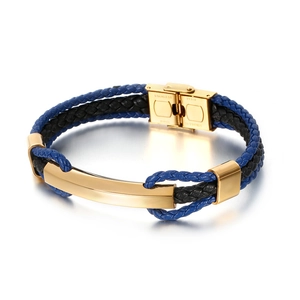 Bracelet En Cuir Tressé Multicouche Pour Hommes Fermoir Magnétique En Acier Inoxydable Style Affaires Accessoire De Mode