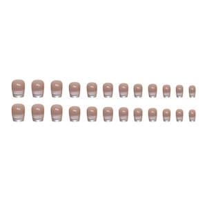 24 pezzi unghie finte corte quadrate cat eye con sfumatura rosa nude e glitter argento