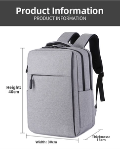 Detailed size chart for gray business backpack with dimensions 40cm height and 30cm width