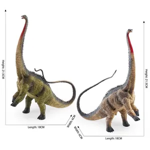 Modelos realistas de dinosaurio Diplodocus en verde y marrón con detalles de piel fina