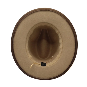 Internal view of fedora hat showing adjustable inner band and cotton blend material
