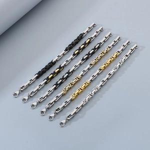 Byzantine style 6mm stainless steel bracelets in silver, gold, and black mixed colors