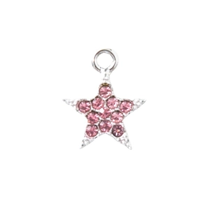 Star-shaped pendant charm with pink rhinestones and silver metal for DIY jewelry making