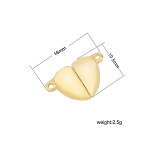 Golden heart-shaped magnetic jewelry clasp with dimensions 16mm x 10.5mm for DIY crafts
