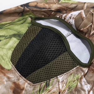 Tactical jungle camouflage face mask with breathable black mesh and reinforced edges