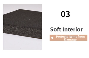 Detail of soft black sponge inner lining for jewelry box providing shock protection