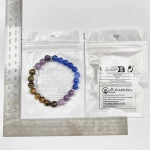 Detailed size measurement of a beaded natural stone bracelet with Tiger Eye and Amethyst