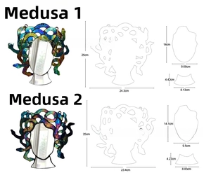 Medusa suncatcher pendant showing 25cm height dimensions and colorful glass texture