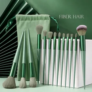 Makeup Brushes Kit Synthetic Fiber Bristles Soft Powder Grip Aluminum Ferrule With Storage Bag For Foundation Eyeshadow