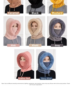 Winterse thermische muts in diverse kleuren met geïntegreerd hoed-, sjaal- en ontwerp