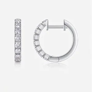 925 Sterling Silver Moissanite Hoop Earrings For Women O-Shape Circle Pave Setting Moissanite Jewelry With GRA Certificate