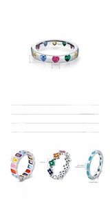 Detail showing S925 sterling silver rings with turquoise heart and flower designs