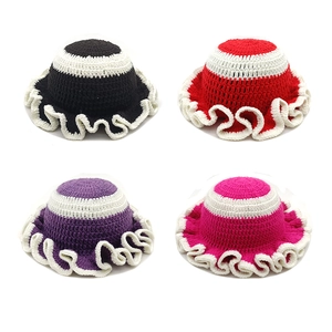 Cappello Da Pescatore In Maglia All Uncinetto Fatto A Mano Acrilico Tesa Con Volant Accessorio Moda