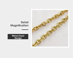 Detailed macro view of the gold-plated metal chain link with smooth polished finish