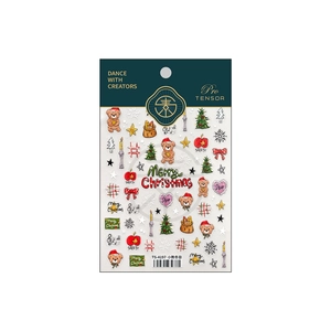 Christmas nail stickers with cute bears, trees and snowflake patterns for nail art decoration