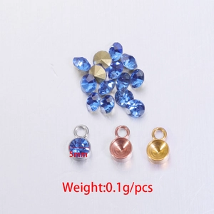 5mm circular polished stainless steel DIY settings with cubic zirconia for jewelry