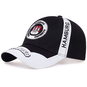 Classic black and white Hamburg embroidered baseball cap with high-density cotton twill fabric