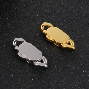 Polished gold and silver stainless steel oval clasp connectors for jewelry making
