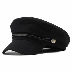 Women Retro Newsboy Cap Cotton Polyester Blend Fiddler Hat With Rope Decor And Metal Button Casual British Style