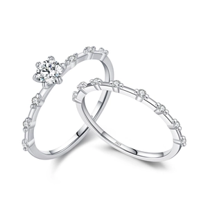 Sparkling S925 sterling silver moissanite rings with polished finish in a professional view