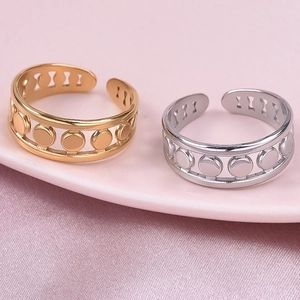 Minimalist 304 stainless steel open rings in gold and silver with geometric cutout