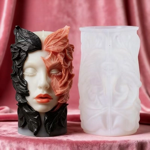 Molde De Silicona Rostro Diosa Nórdica Retrato 3D Diseño Hojas Para Velas Aromáticas DIY Jabón Hecho A Mano Artesanía