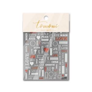 Adesivi per unghie giapponesi con lettere bianche e cuori rossi per nail art fai da te