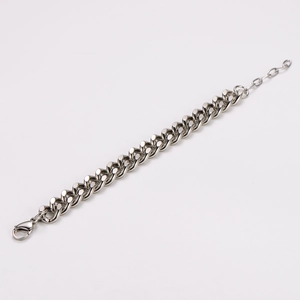 Polished stainless steel Cuban link bracelet for men with lobster clasp and extender