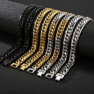 Heavy Cuban chain necklaces and bracelets in gold silver and black stainless steel finish